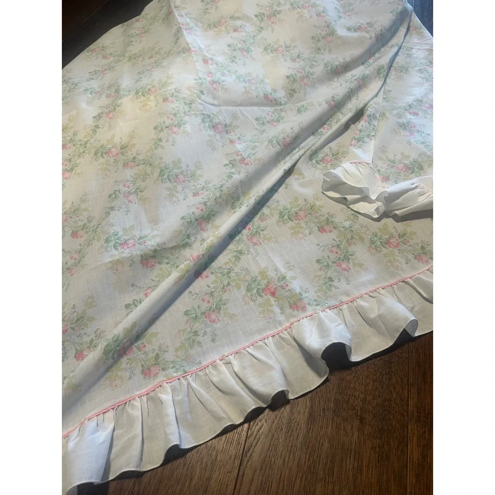 Vintage Lady Pepperell Sanderson Twin Sheet Set Floral Ruffled Cottagecore 3pc